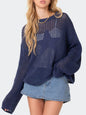 Star Round Neck Long Sleeve Knit Top