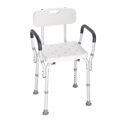 Shower Chair with Backrest Aluminum Adjustable Height Non-Slip 350 LB