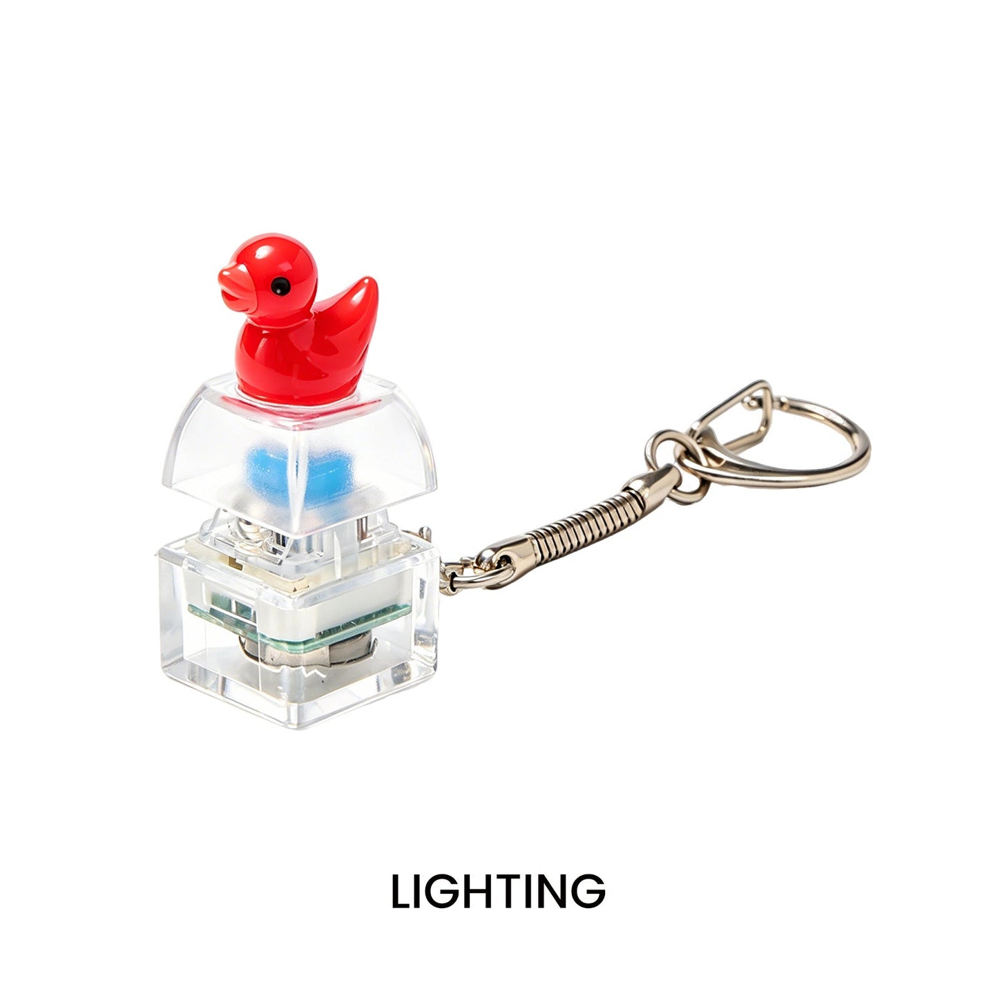 DOWMOO Glowing Button Squeeze Keychain - Glowing, Press And Flashing, Stress-Relief Pendant - Little Duck Keychain