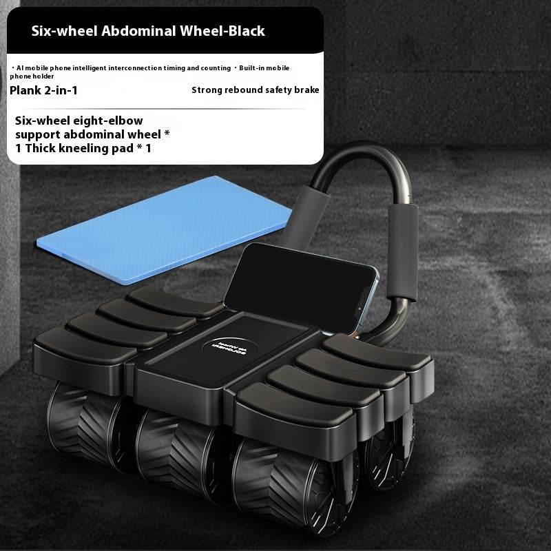 Six-wheel Eight-elbow Automatic Rebound Abdominal Wheel AI Mobile Phone Smart Internet Fitness Artifact