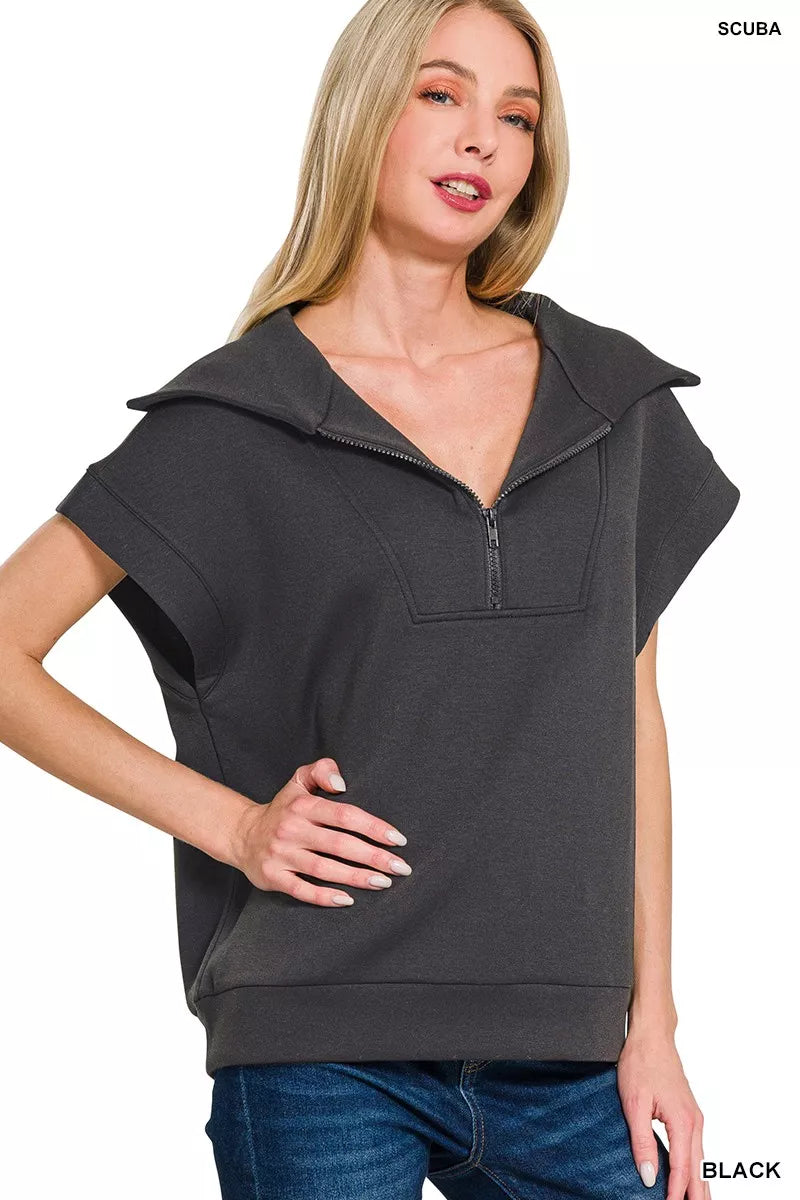 Zenana Scuba Half Zip Top