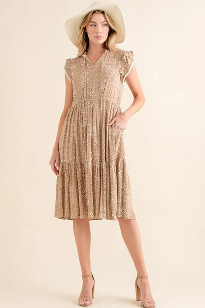 And The Why Boho Printed Tiered Maxi Dress