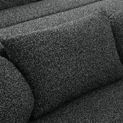 Sectional Sofa U-Shape Modular Boucle Black 6-Seat Deep Seating 114.9x64.5 In