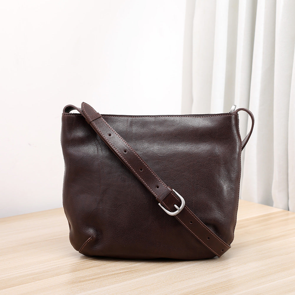 Womens Fashionable Washed-Effect Minimalist Shoulder Bag