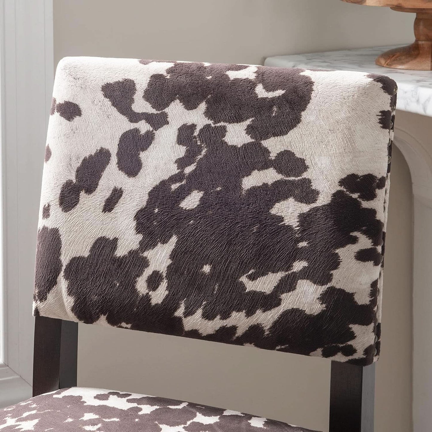 Stylish Cowhide Print Bar Stool with Comfortable Padded Seat