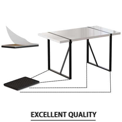 55 '4-person modern MDF dining table set, kitchen black metal leg dining table