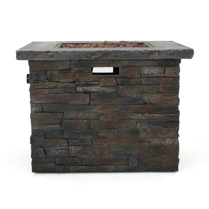 33 in Square MGO Fire Pit 40,000 BTU, Stone Gray Finish with Built-In Tank Space