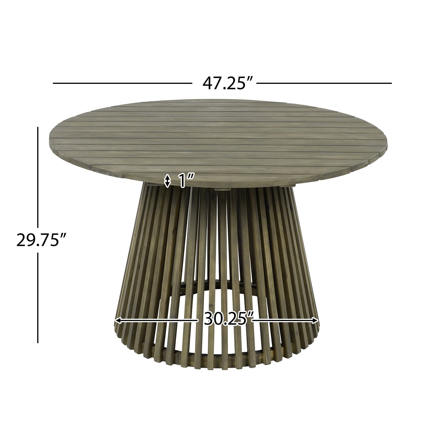 Outdoor Dining Set Acacia Wood 5 Piece Round Table