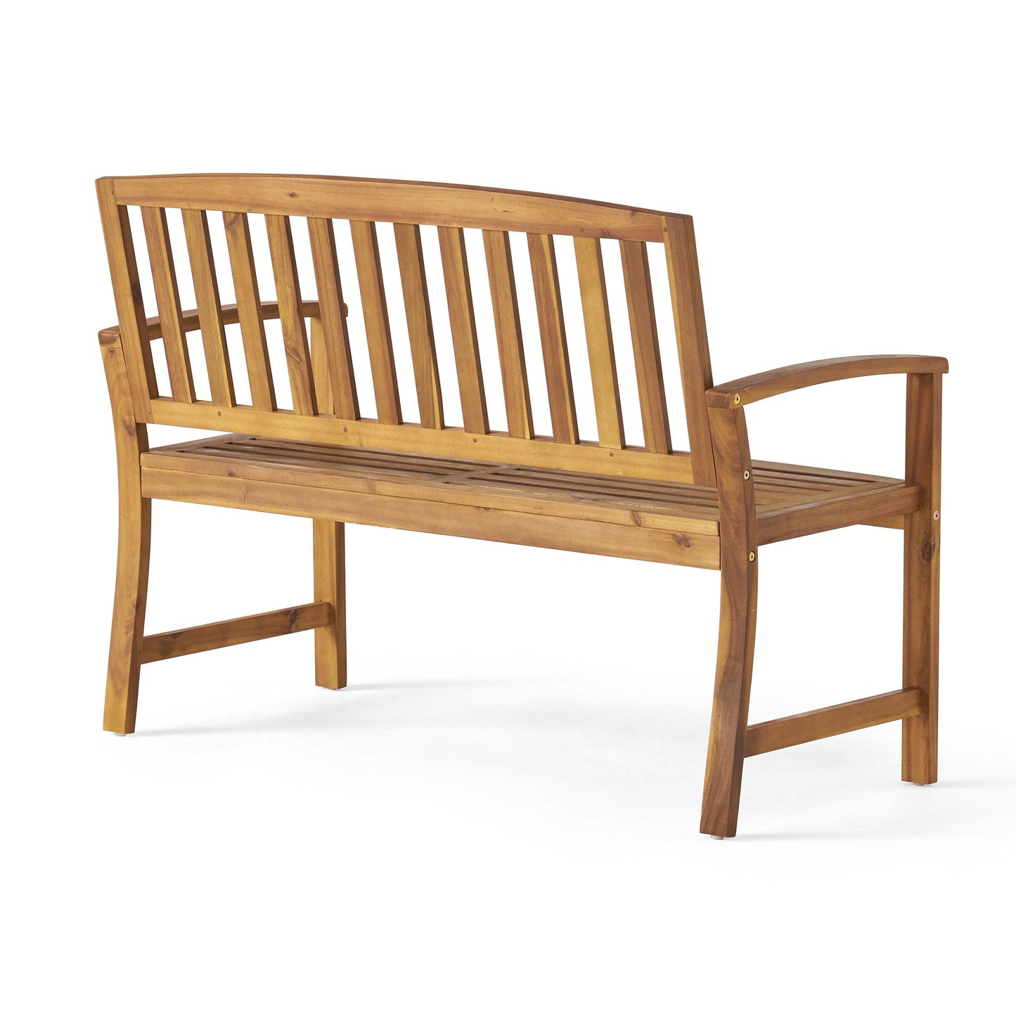 Outdoor Bench Acacia Wood Teak Finish Farmhouse Backrest 48.82x23.62 In 250 LB
