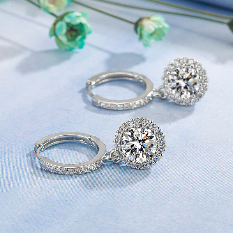 Womens Luxurious Round Zircon Earrings