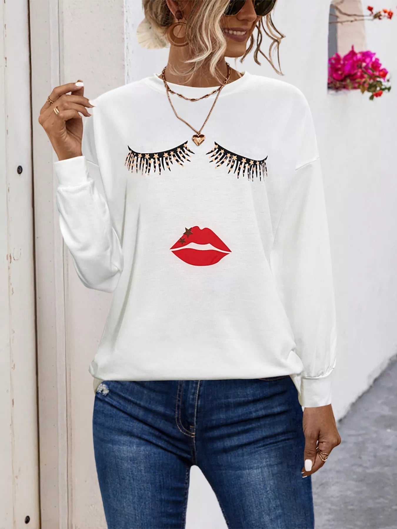 Graphic Round Neck Dropped Shoulder T-Shirt