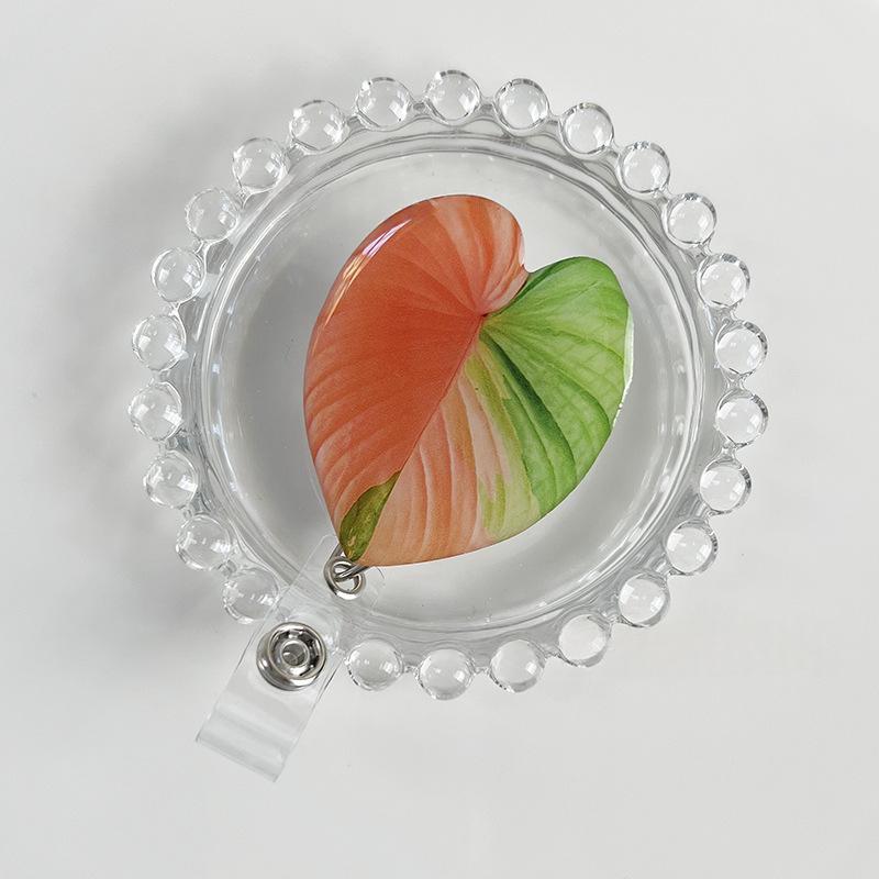 Rotating Leaf Acrylic Epoxy Work ID Badge Employee ID Card Alligator Clip