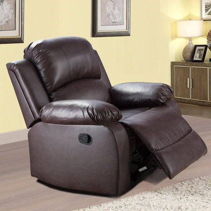 Manual Leather Recliner Sofa Set Brown For Living Room