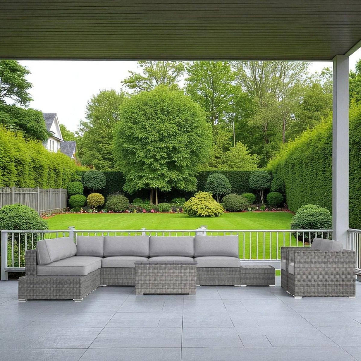 Wicker Sectional Seating Group With Cushions