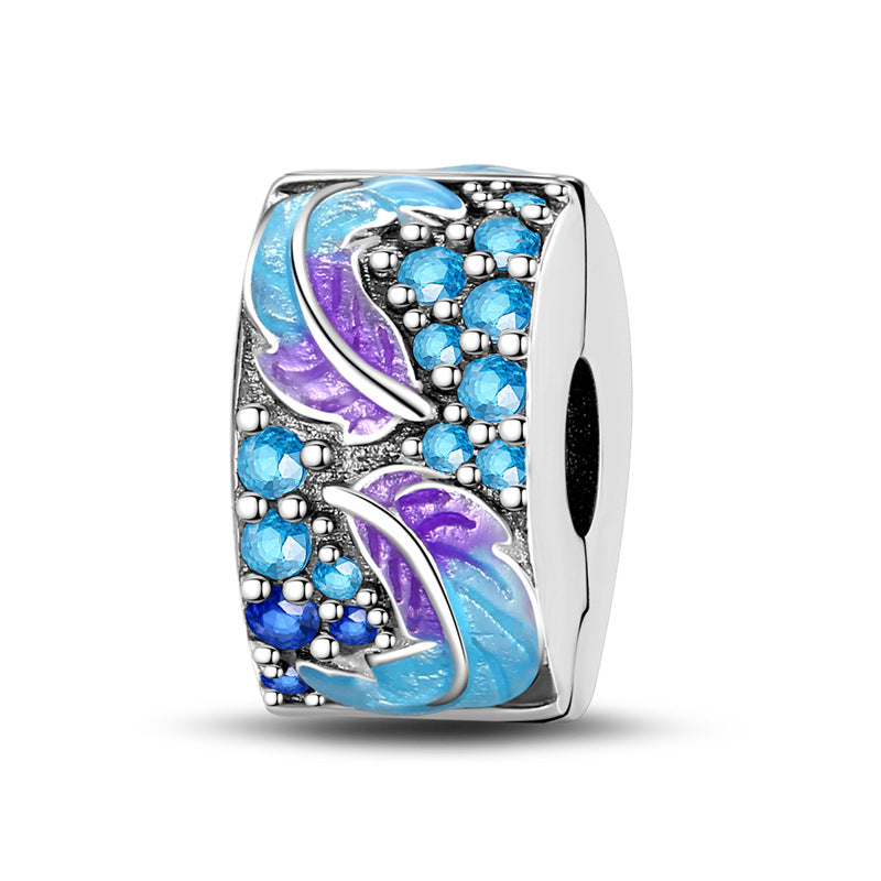 Silver-plated Colorful Zircon Accent Bead DIY Bracelet Charm