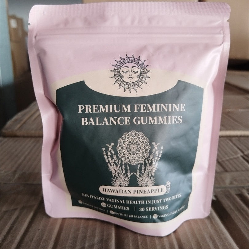 Premium Feminine Balance Gummies, Hawaiian Pineapple Flavor, Supports PH Balance & Vaginal Health, 60 Gummies, 30 Servings