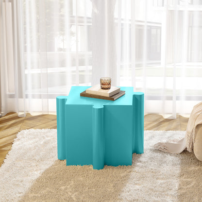 Puzzle Art Side Table Modular Convex Edge MGO Table Indoor and Outdoor Light Blue