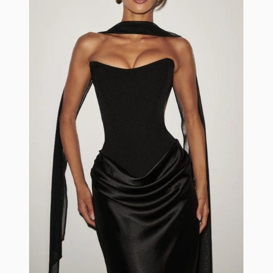 Fashionable Sexy Figure-hugging Dress With Fluttering Ribbons
