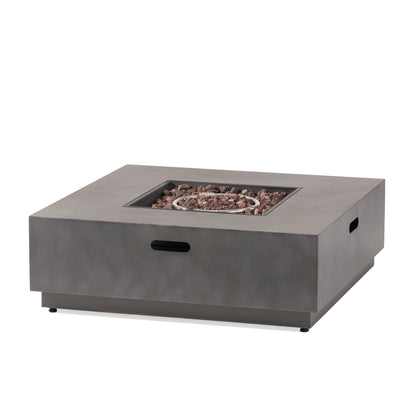 Modern SQUARE Iron Fire Pit 50,000 BTU Stone Gray Finish 39-Inch