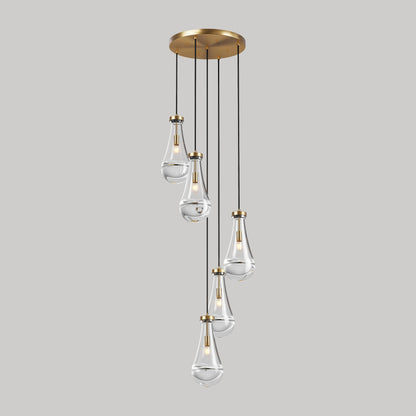 Chandelier 5-Light Cluster Pendant Brass High Ceiling Adjustable E12