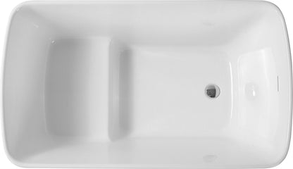 49in Acrylic Freestanding Soaking Bathtub, Square Japanese Sit-In, Chrome Drain