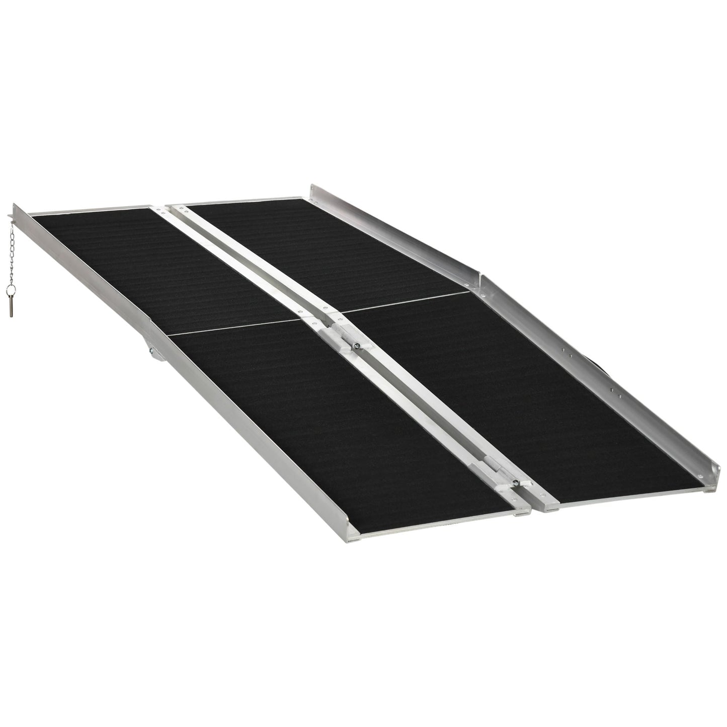 Wheelchair Ramp Aluminum 6 Ft Folding Non-Slip Side Rails 594 LB Portable