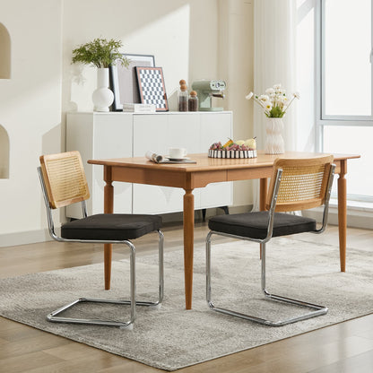 Mid Century Modern Dining Chairs Set of 2, Velvet Accent Chairs with Natural