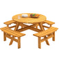 Outdoor Picnic Table Round Fir Wood 8-Person 43 In Umbrella Hole