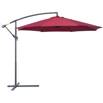 10ft Cantilever Offset Patio Umbrella Red Steel