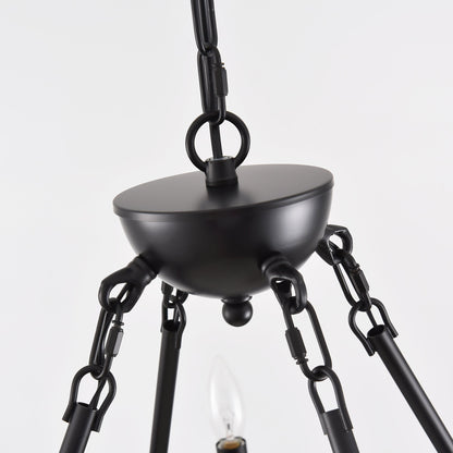 Chandelier Wagon Wheel 3-Tier 36-Light Black Metal 39.37 In Industrial
