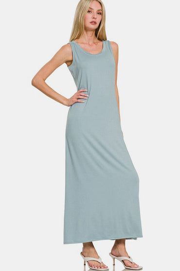 Scoop Neck Wide Strap Tank Dress For Women – Simple & Classic, Flattering Scoop Neck, Comfortable Wide Strap Design