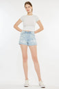 Kancan High Rise Repaired Mom Denim Shorts