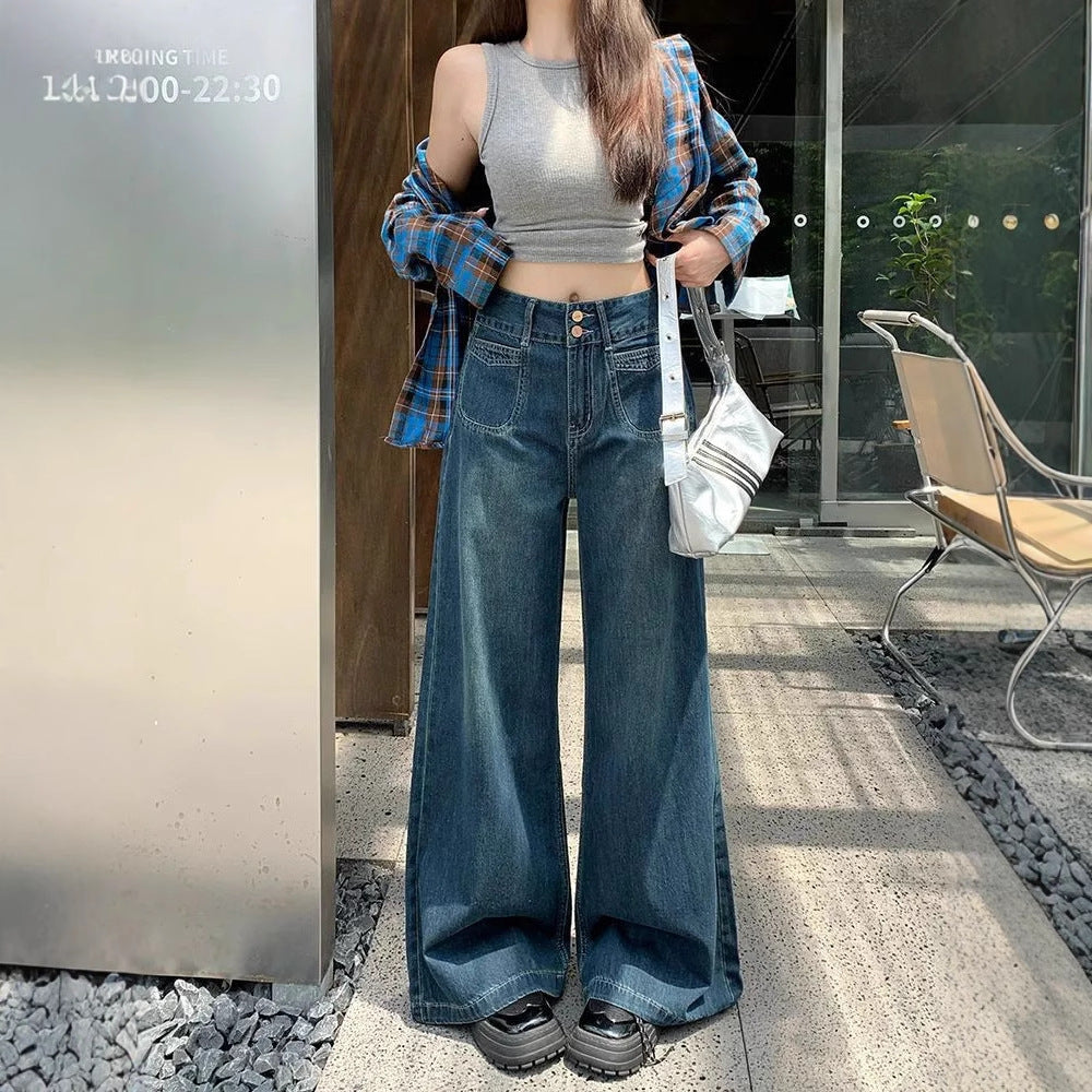 Womens Dark Blue Straight-leg Jeans