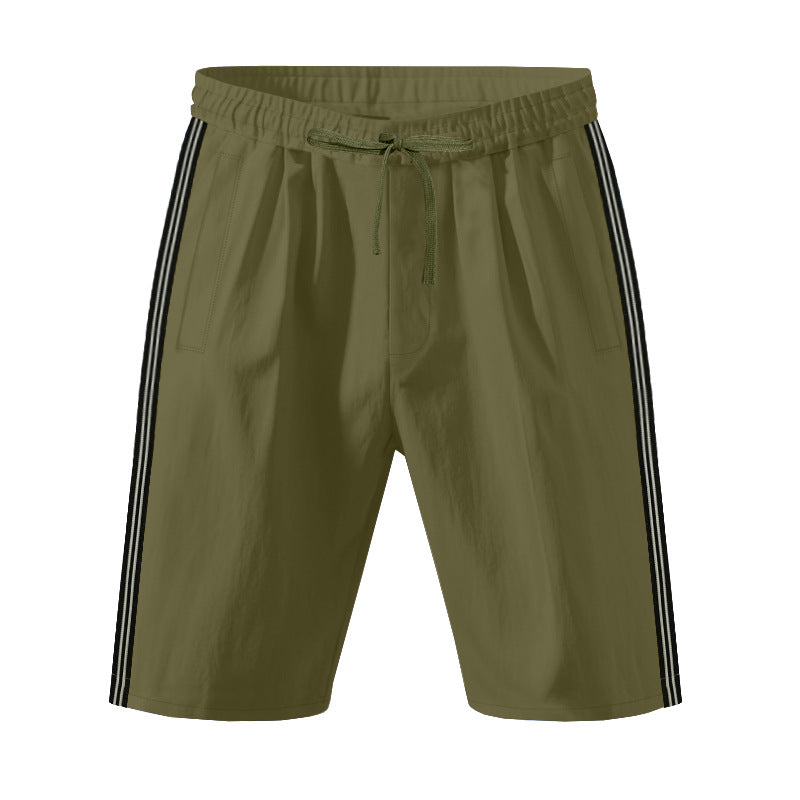 Mens Beach Outdoor Sports Shorts Breathable Striped Casual Cropped Trousers