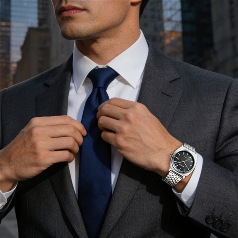 Student-style Fashionable Stainless Steel Strap Calendar Quartz Mens Watch