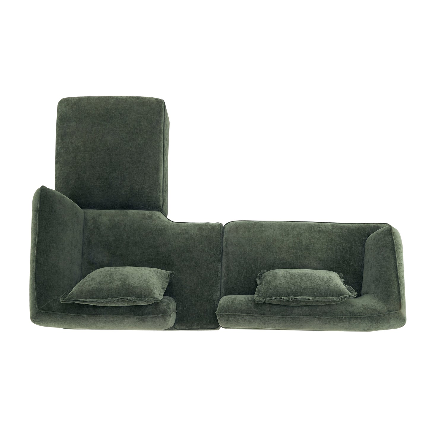 Sectional Sofa L-Shape Deep Seat Polyester Green 4 Seat 121 In