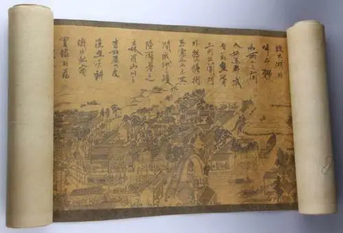 Chinese Landscape Long Scroll – Old Paper Style Decorative Wall Hanging