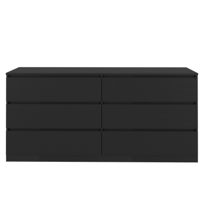Dresser Minimalist 6-Drawer Wenge Particle Board Melamine Metal Legs 60.4 In