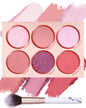 Matte Face Blush Palette with Brush-6 Colors Pink Purple Silky Mineral Blendable Blusher Contour Powder for CheeksLonglasting Facial Beauty CosmeticValentines Day Makeup Gift for Women Girl-Set 01