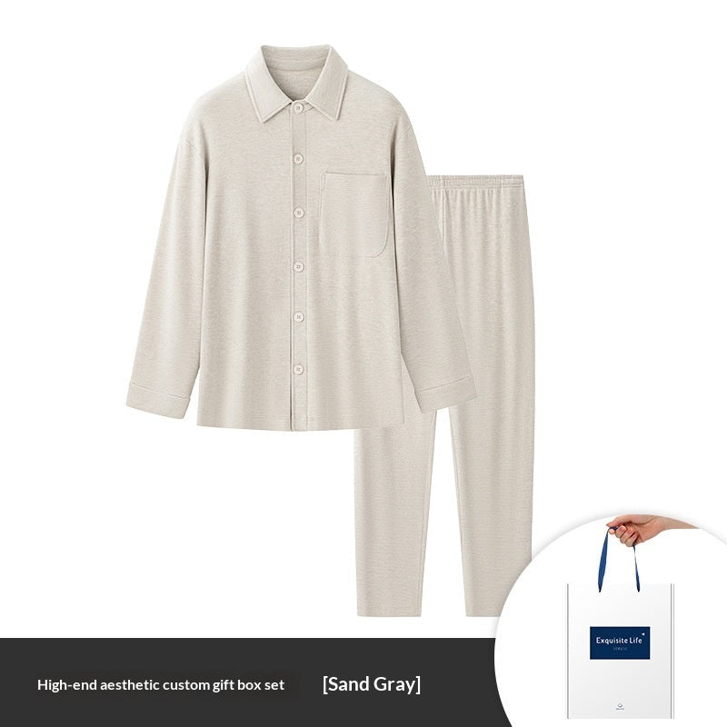 Jacquard Plaid AutumnWinter Mens Pajama Set