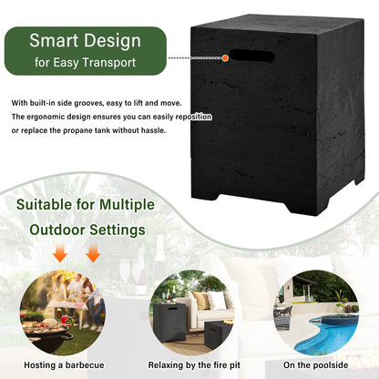 2-in-1 Outdoor Fire Pit and Propane Tank Stand Set 41.9 Inch, Beige Black