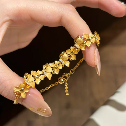 Silver Tone 3D Embossed Linked Butterfly Bracelet Dainty Stackable Women Daily Hand Ornaments