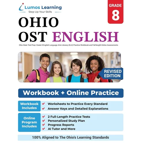 Ohio State Test Prep: Grade 8 English Language Arts Literacy (ELA) Practice Workbook and Full-length Online Assessments: OST Study Guide - Paperback