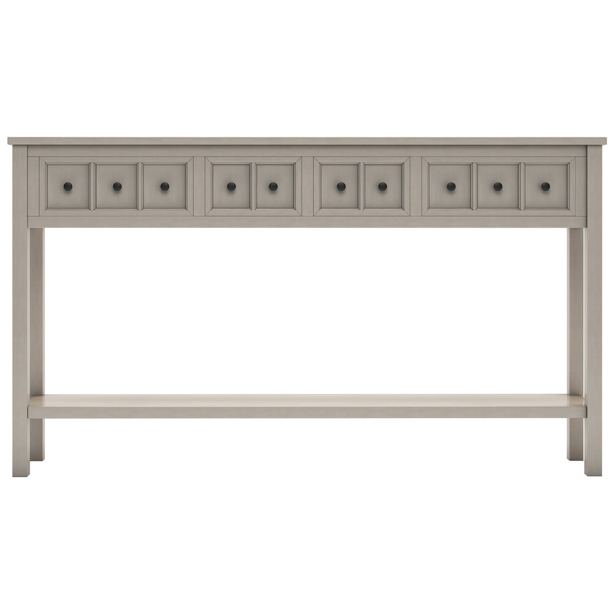 TREXM Rustic Entryway Console Table60" Long Sofa Table with two Different Size Drawers and Bottom Shelf for Storage (Gray Wash)