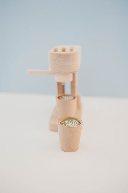 Wood Espresso Coffee Maker Toy Set