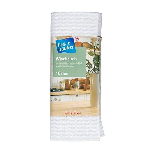 Flink & Sauber Cleaning Cloth - 10 Pack - Absorbent, Multi-Purpose, Reusable Household Cleaning Cloths