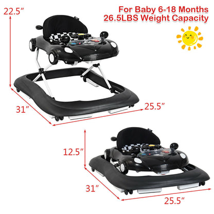2-in-1 Foldable Baby Walker with Music Player and Lights