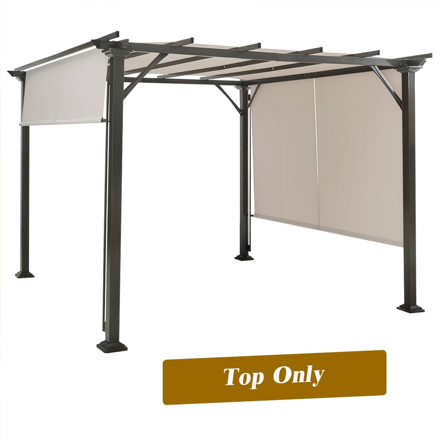 16' x 8' 2Pcs Universal Replacement Canopy for Pergola Structure Sun Awning-Brown