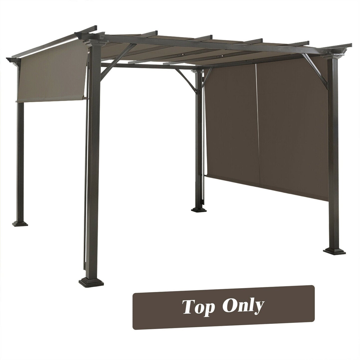 16' x 8' 2Pcs Universal Replacement Canopy for Pergola Structure Sun Awning-Brown