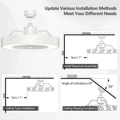 23 Inch Ceiling Fan with LED Light and Remote Control
